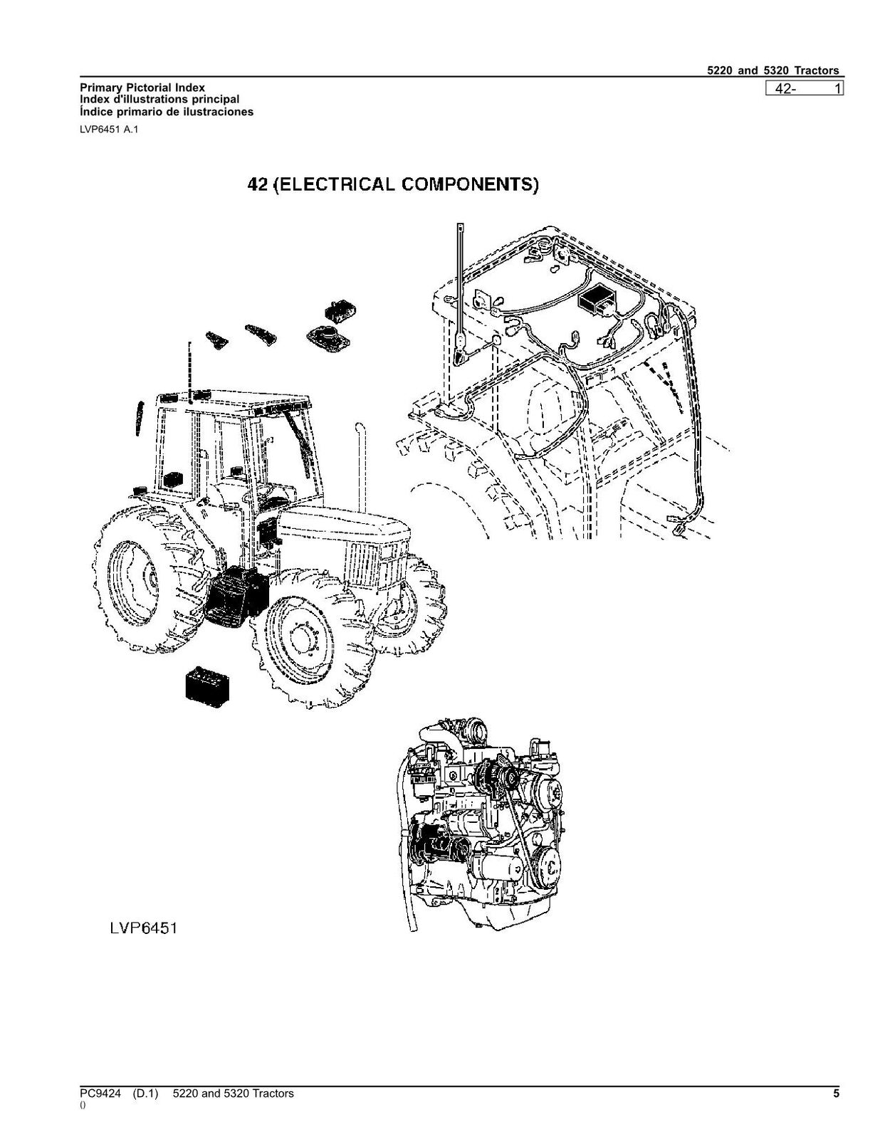 JOHN DEERE 5220  5320 TRACTOR PARTS CATALOG MANUAL