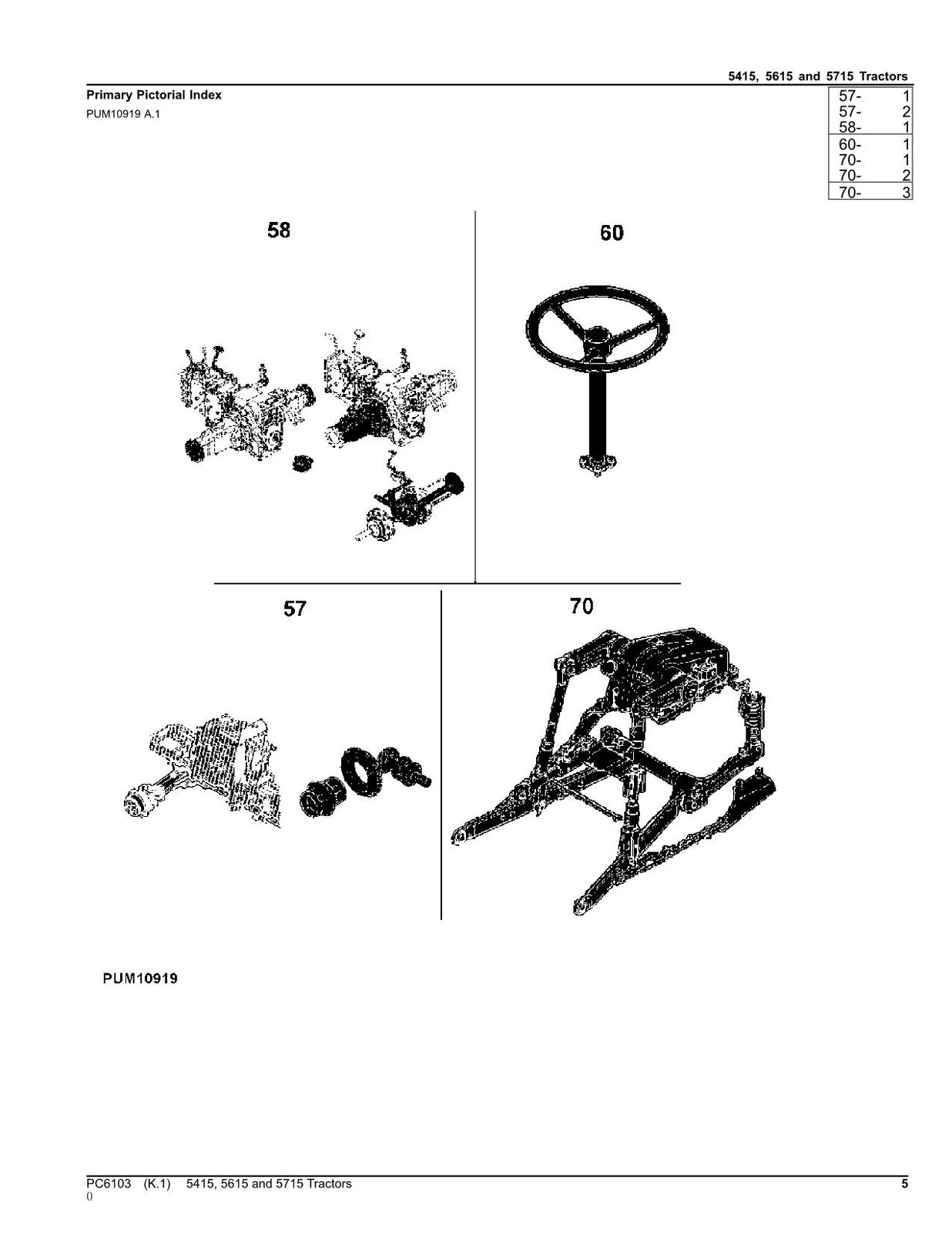 JOHN DEERE 5415  5615  5715 TRACTOR PARTS CATALOG MANUAL