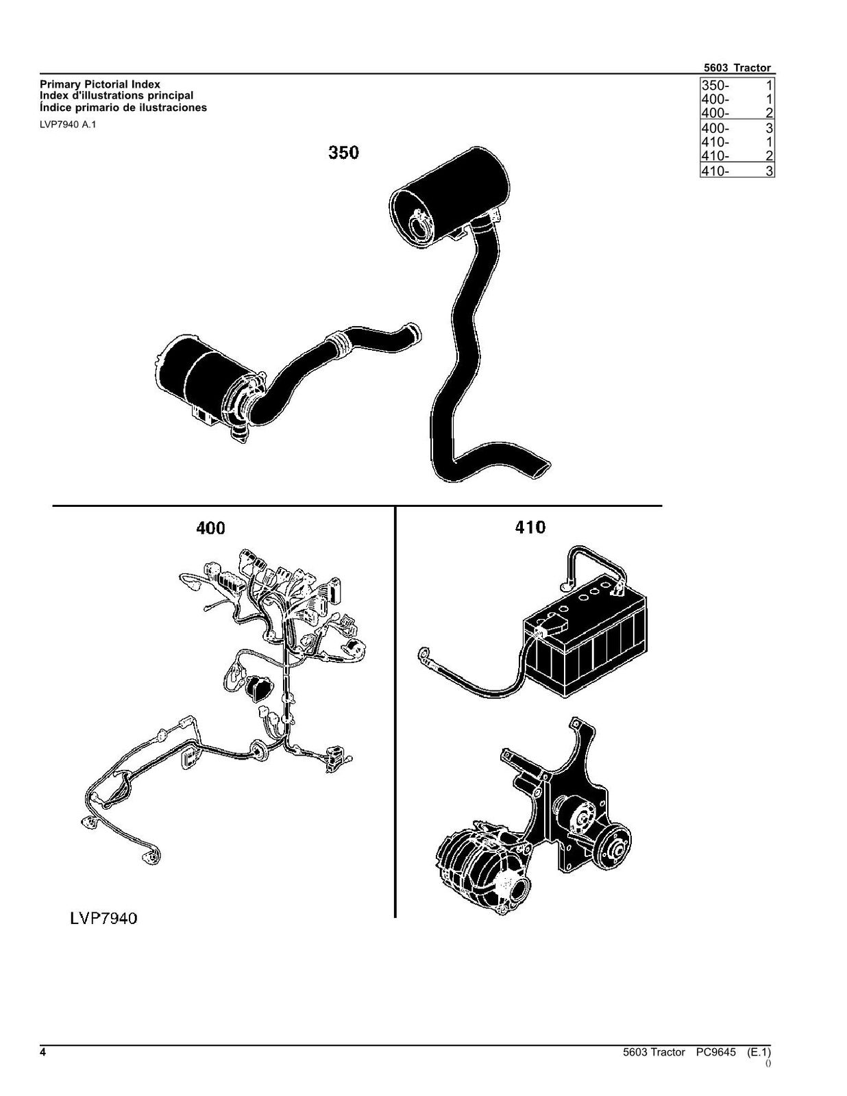 JOHN DEERE 5603 TRACTOR PARTS CATALOG MANUAL