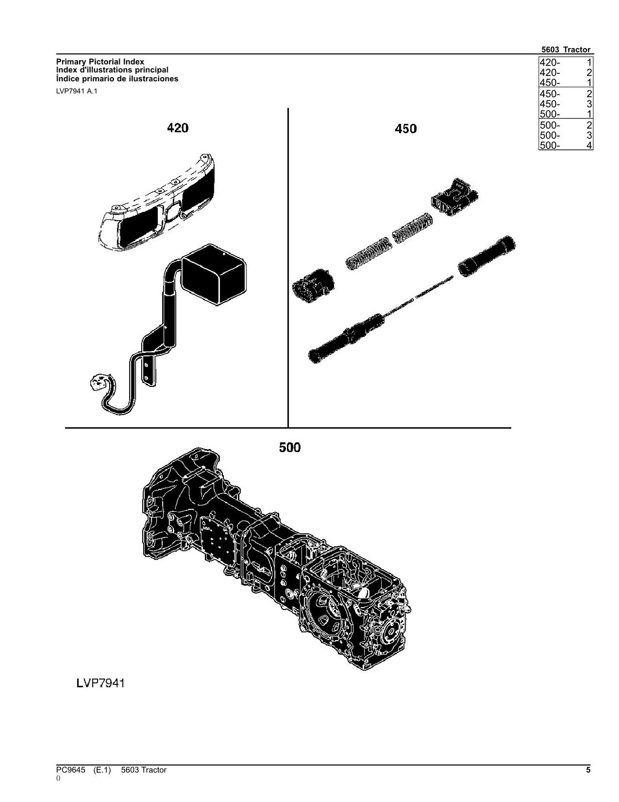 JOHN DEERE 5603 TRACTOR PARTS CATALOG MANUAL