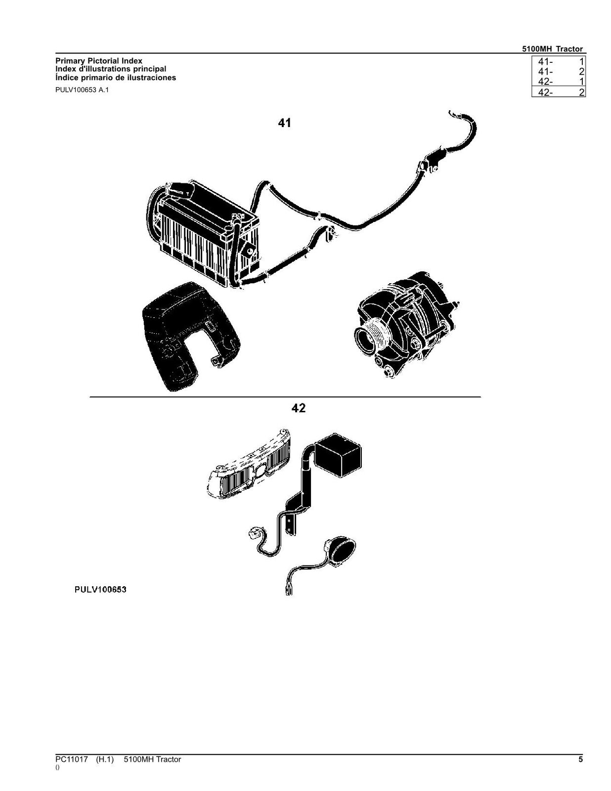 JOHN DEERE 5100MH TRACTOR PARTS CATALOG MANUAL #1