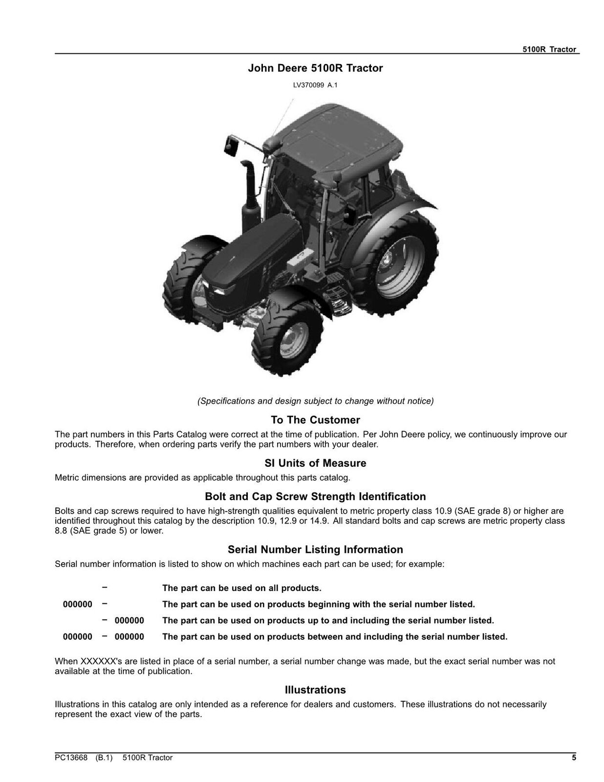 JOHN DEERE 5100R TRACTOR PARTS CATALOG MANUAL #2