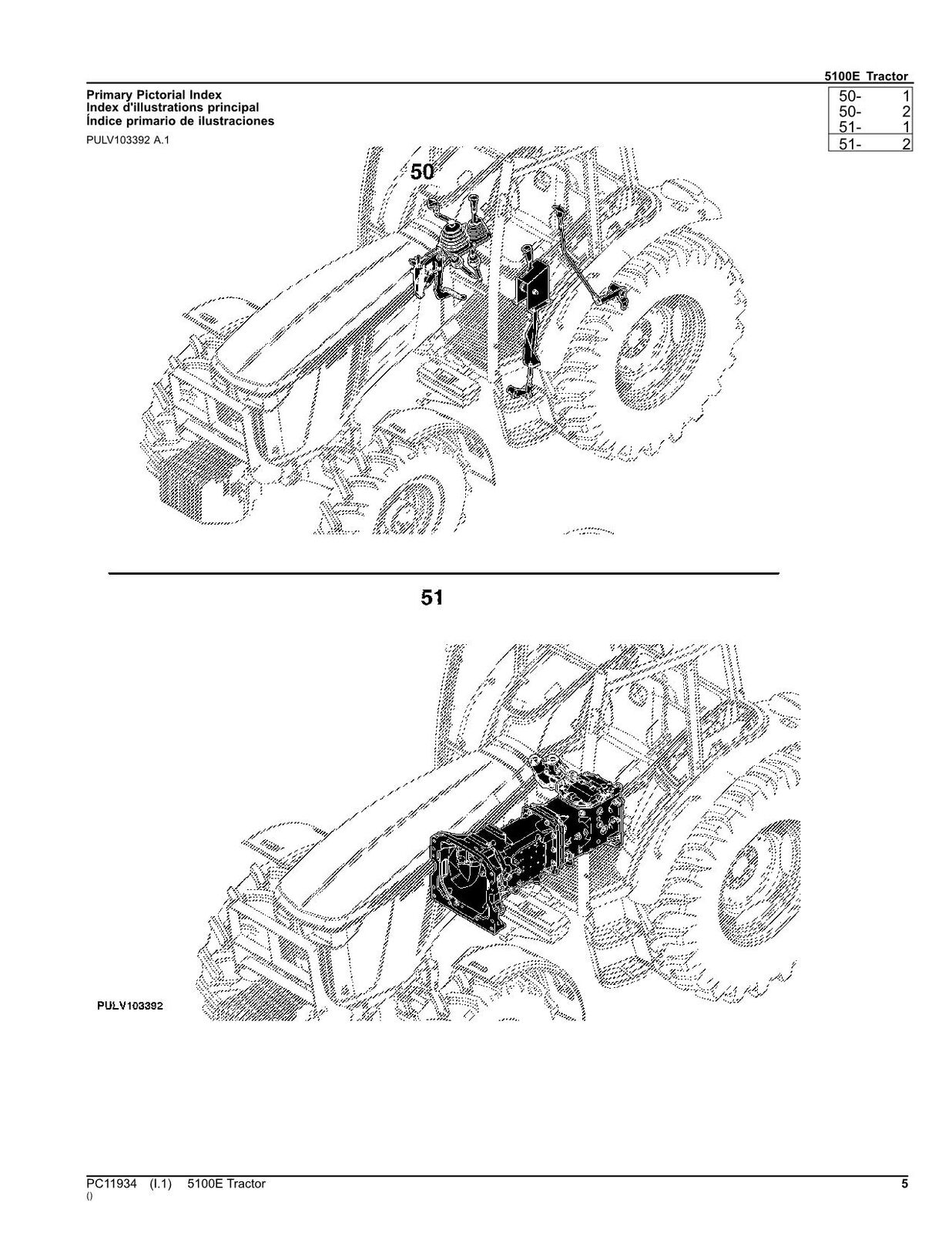 JOHN DEERE 5100E TRAKTOR ERSATZTEILKATALOGHANDBUCH #2 