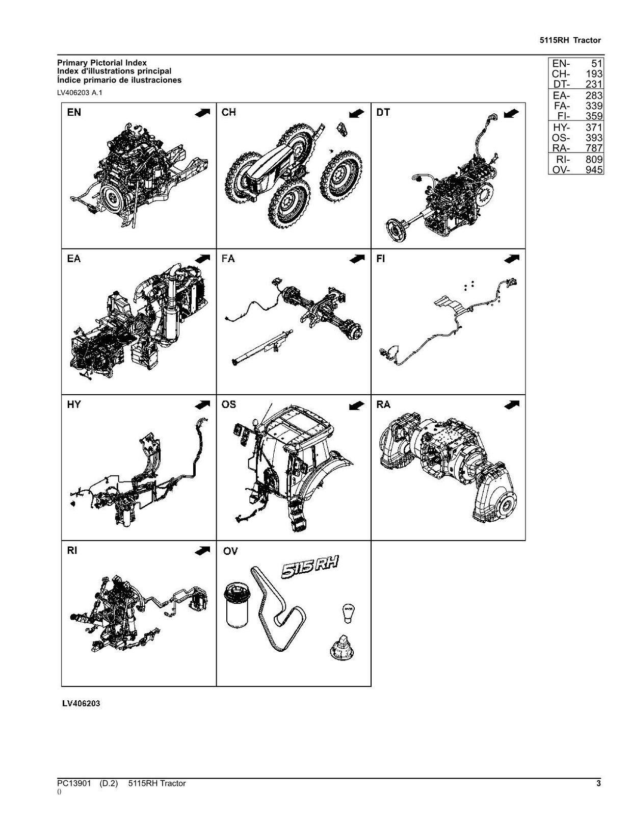 JOHN DEERE 5115RH TRACTOR PARTS CATALOG MANUAL