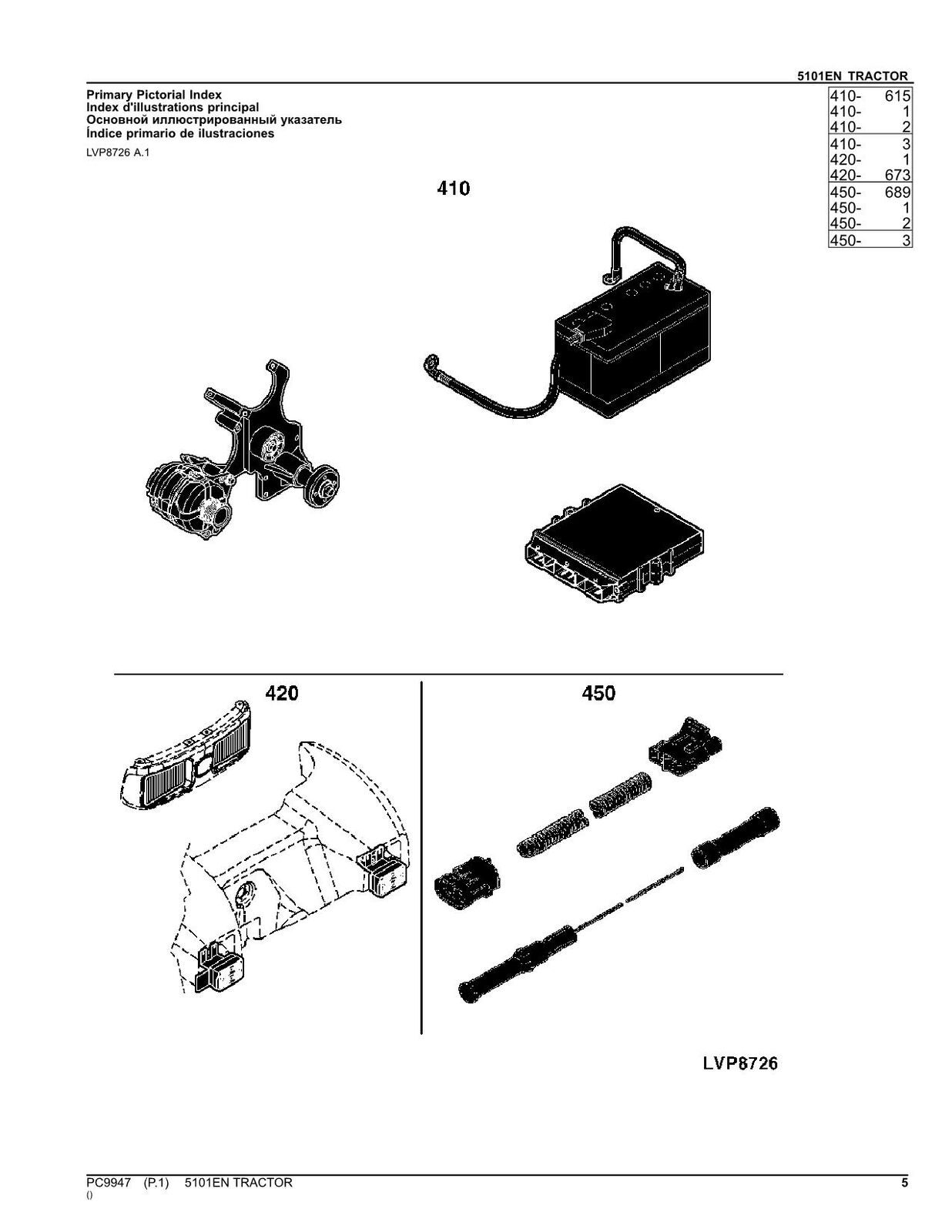 JOHN DEERE 5101EN TRAKTOR-TEILEKATALOGHANDBUCH 