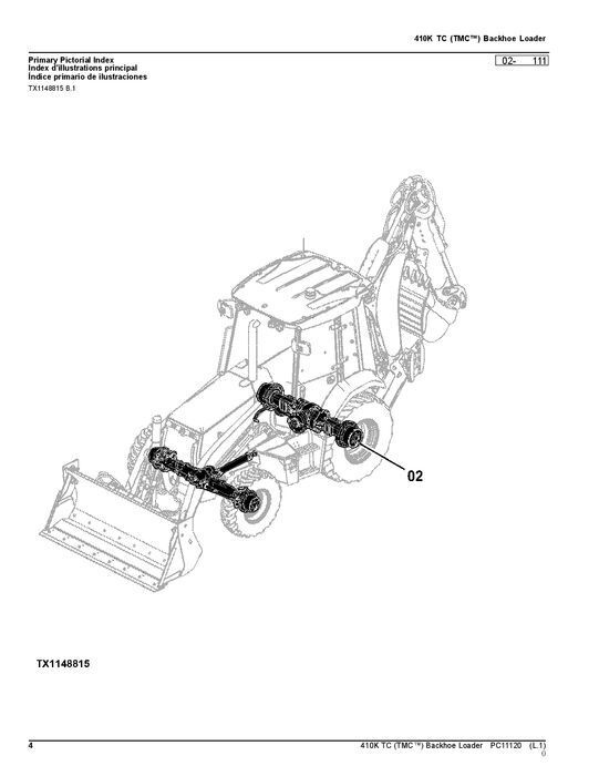 JOHN DEERE 410K TC TMC BACKHOE LOADER  PARTS CATALOG MANUAL