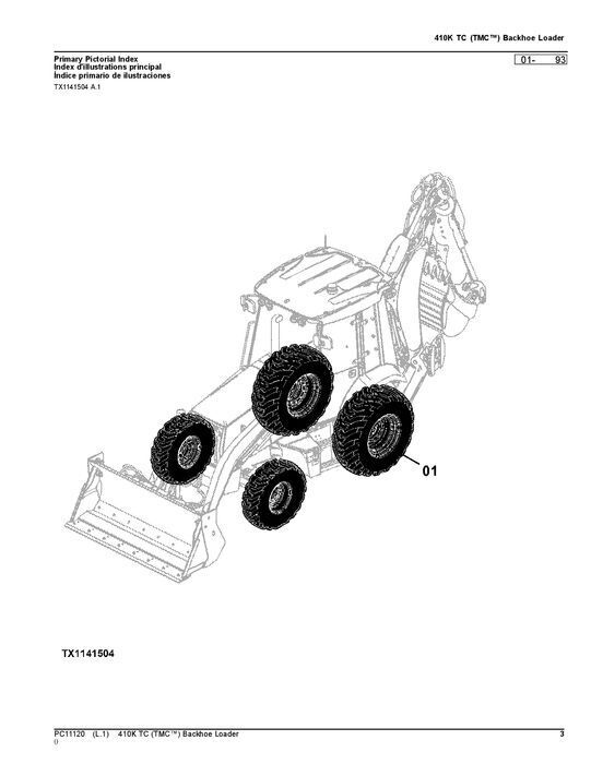 JOHN DEERE 410K TC TMC BACKHOE LOADER  PARTS CATALOG MANUAL