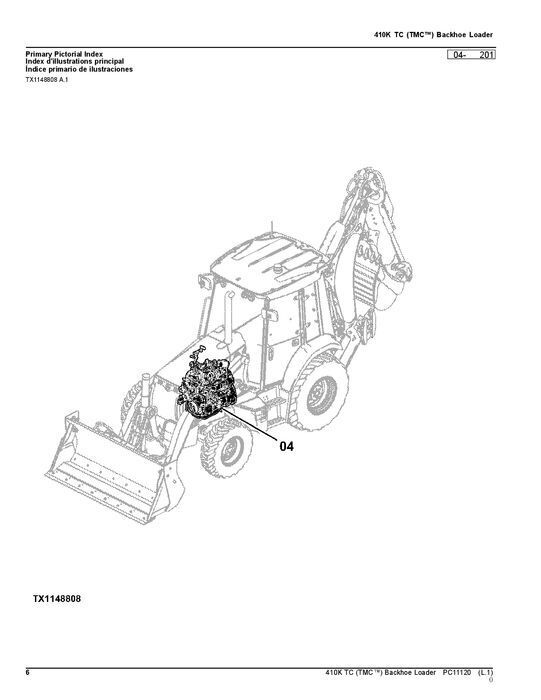 JOHN DEERE 410K TC TMC BACKHOE LOADER  PARTS CATALOG MANUAL