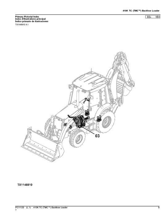 JOHN DEERE 410K TC TMC BACKHOE LOADER  PARTS CATALOG MANUAL