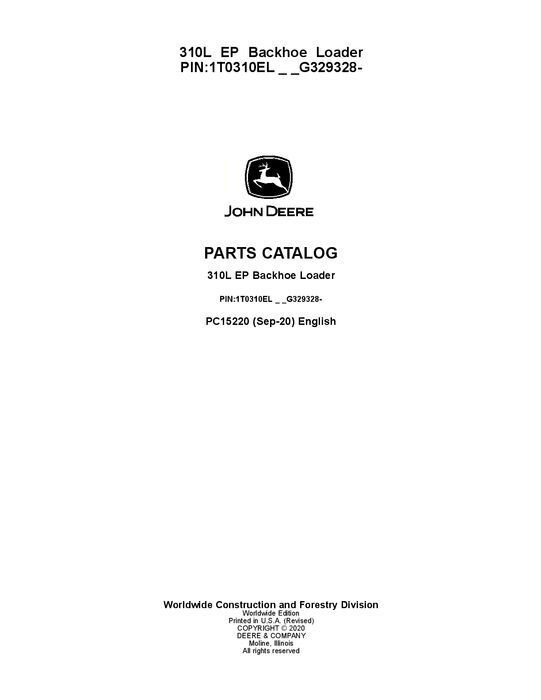 JOHN DEERE 310L EP BACKHOE LOADER PARTS CATALOG MANUAL #2