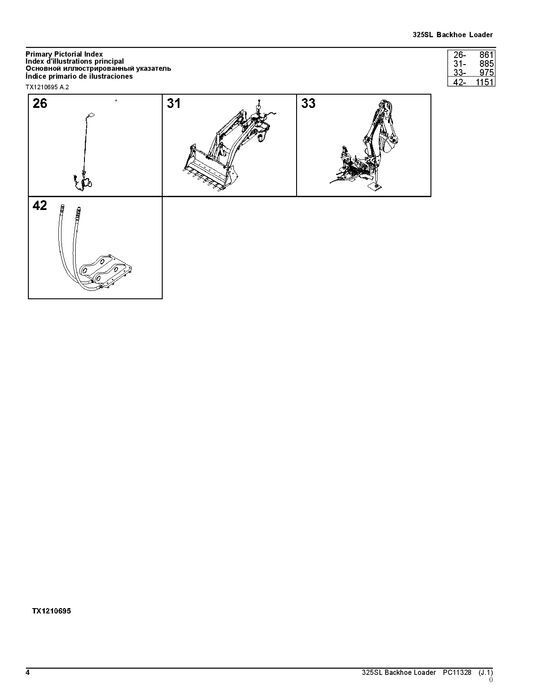 JOHN DEERE 325SL BACKHOE LOADER PARTS CATALOG MANUAL #1