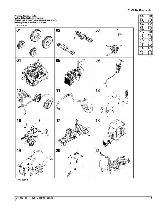 JOHN DEERE 325SL BACKHOE LOADER PARTS CATALOG MANUAL #1