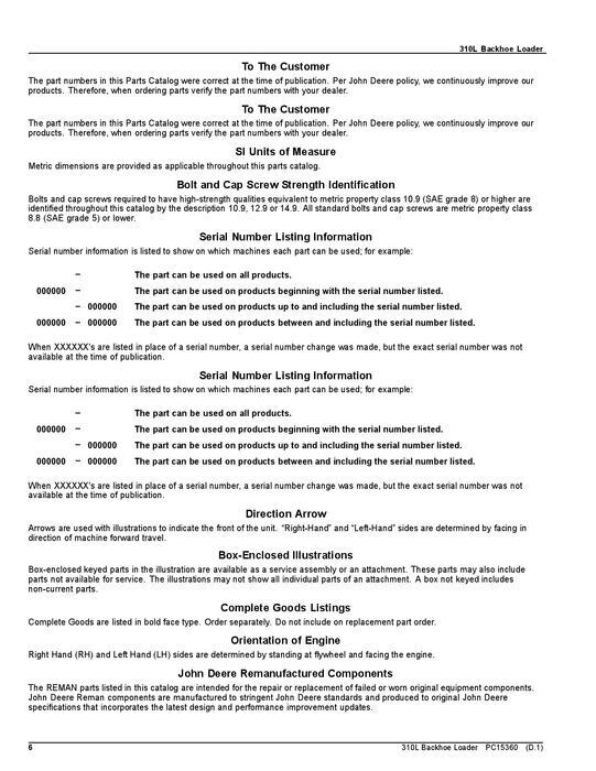 JOHN DEERE 310L BACKHOE LOADER PARTS CATALOG MANUAL #5