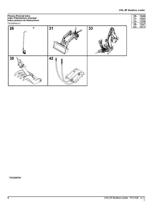 JOHN DEERE 310L BAGGERLADER - ERSATZTEILKATALOGHANDBUCH Nr. 6