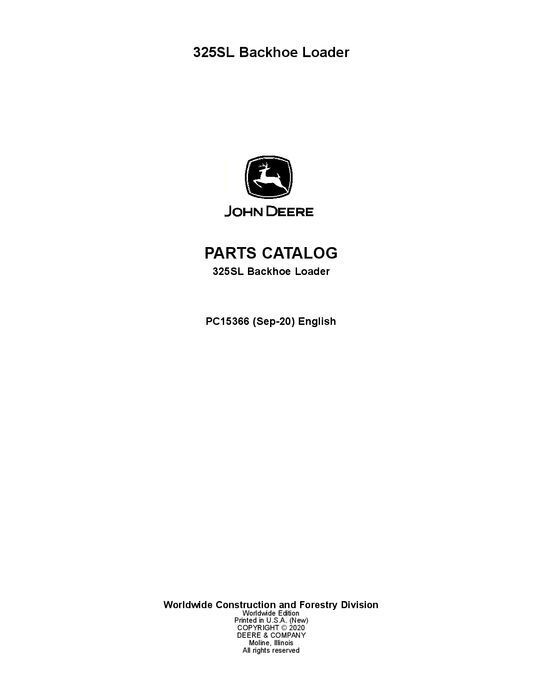 JOHN DEERE 325SL BACKHOE LOADER PARTS CATALOG MANUAL #2