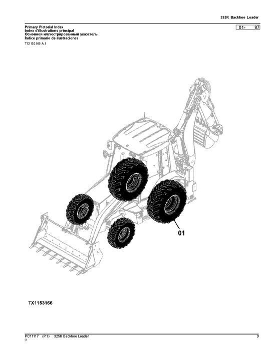 JOHN DEERE 325K BACKHOE LOADER PARTS CATALOG MANUAL