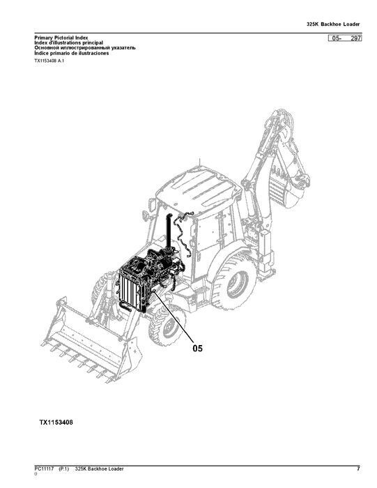 JOHN DEERE 325K BACKHOE LOADER PARTS CATALOG MANUAL