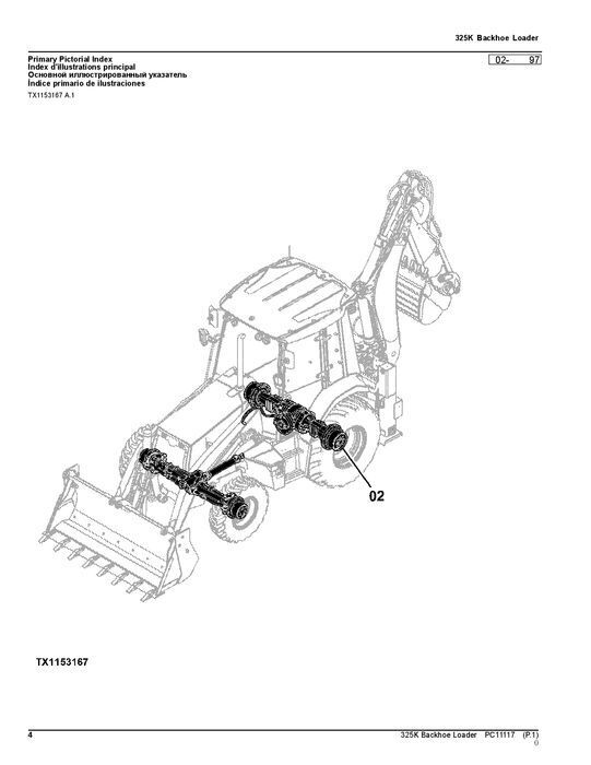 JOHN DEERE 325K BACKHOE LOADER PARTS CATALOG MANUAL