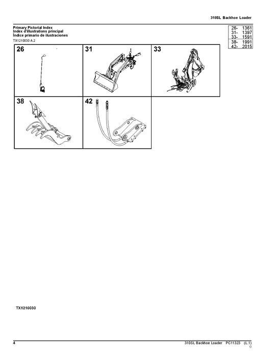 JOHN DEERE 310SL  BACKHOE LOADER PARTS CATALOG MANUAL #2