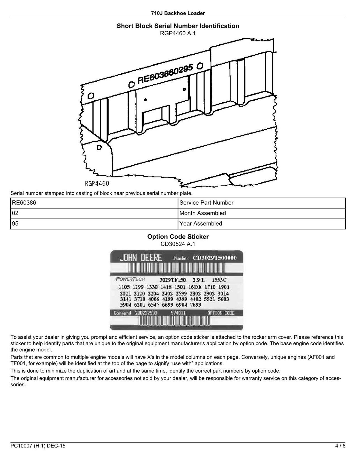 JOHN DEERE 710J BACKHOE LOADER PARTS CATALOG MANUAL