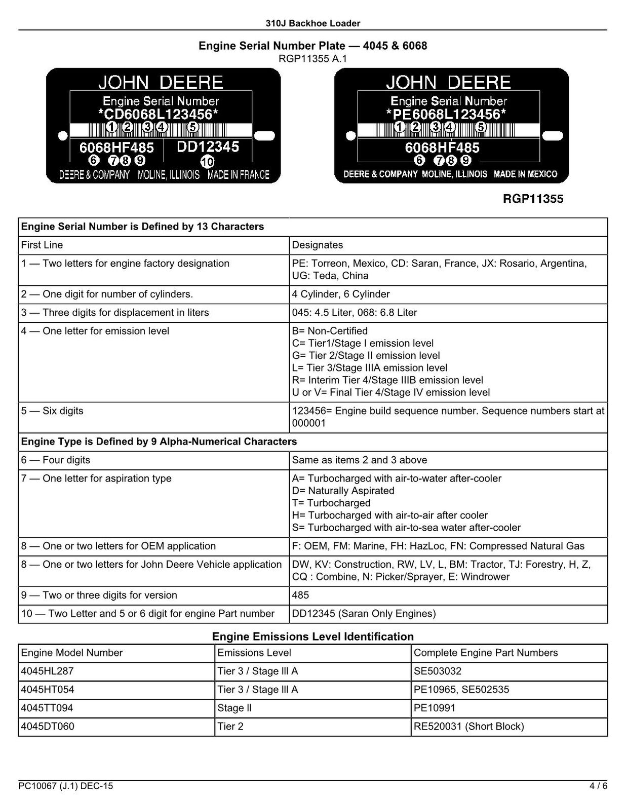 JOHN DEERE 310J  BACKHOE LOADER PARTS CATALOG MANUAL