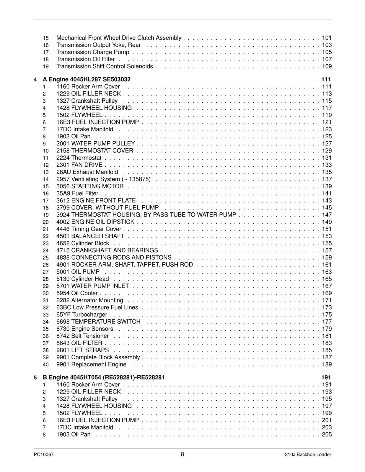 JOHN DEERE 310J  BACKHOE LOADER PARTS CATALOG MANUAL