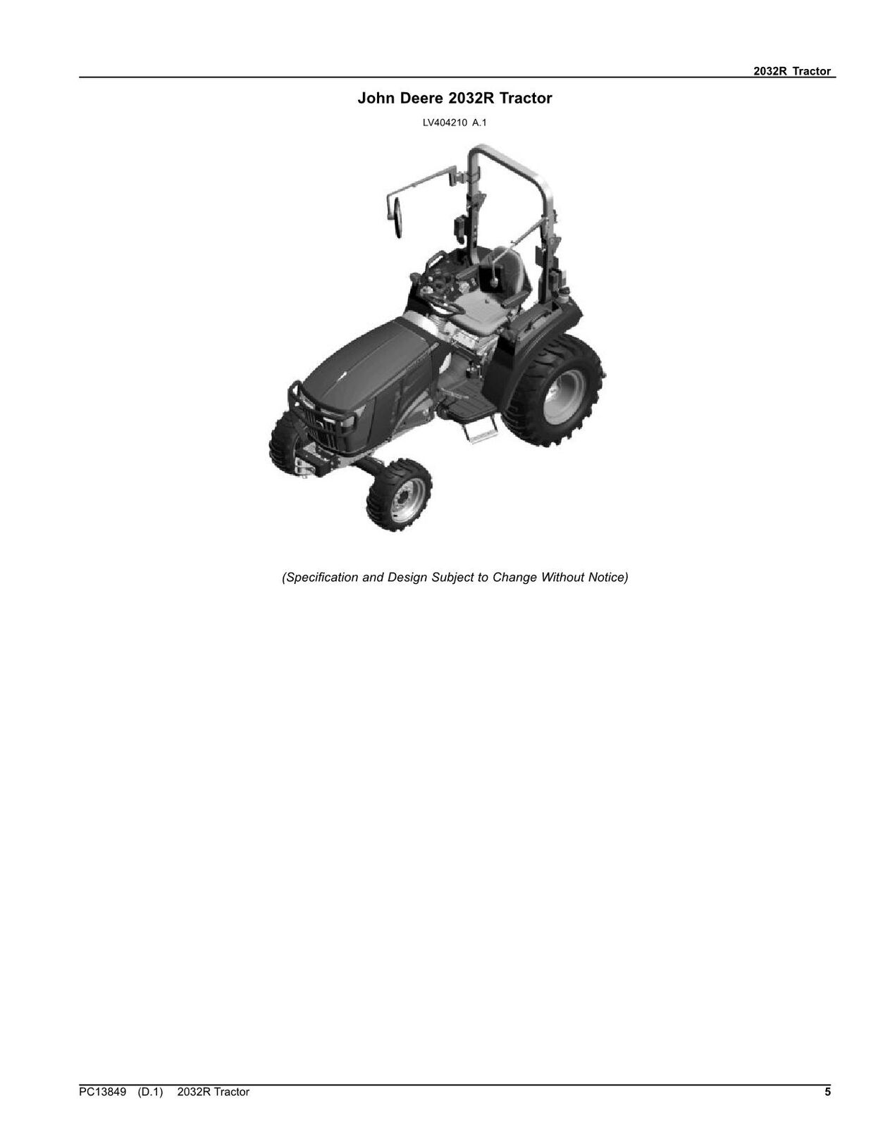 JOHN DEERE 2032R TRACTOR PARTS CATALOG MANUAL #3