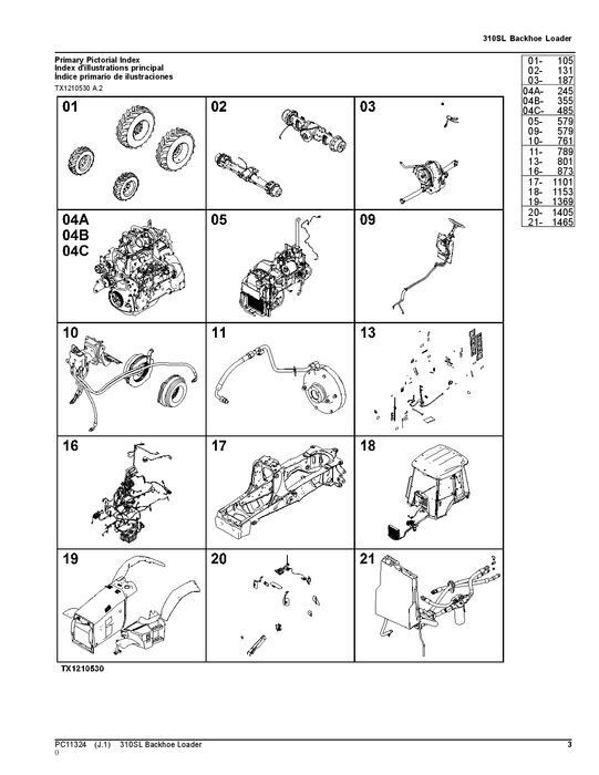 JOHN DEERE 310SL BACKHOE LOADER PARTS CATALOG MANUAL C273920-390995