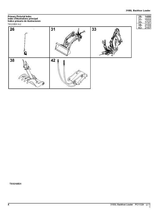 JOHN DEERE 310SL BACKHOE LOADER PARTS CATALOG MANUAL C273920-390995