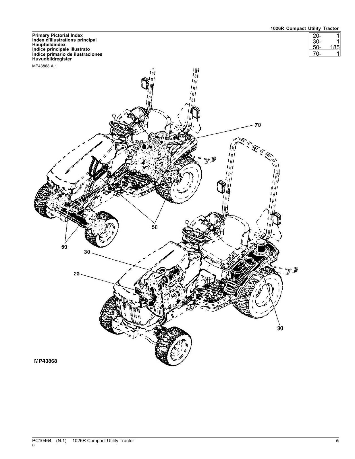 MANUEL DU CATALOGUE DES PIÈCES DU TRACTEUR JOHN DEERE 1026R 