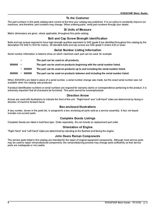 JOHN DEERE 870G 870GP MOTORGRADER-ERSATZTEILKATALOGHANDBUCH #4