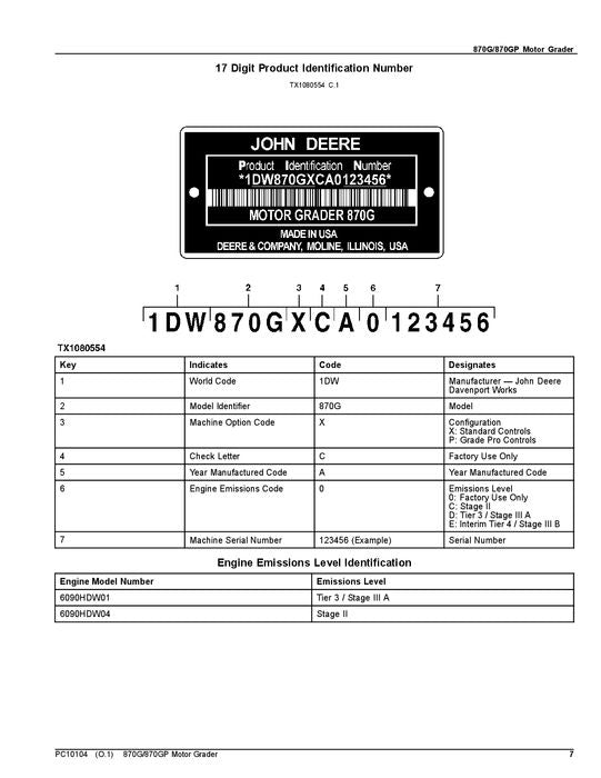 JOHN DEERE 870G 870GP MOTORGRADER ERSATZTEILKATALOGHANDBUCH #6