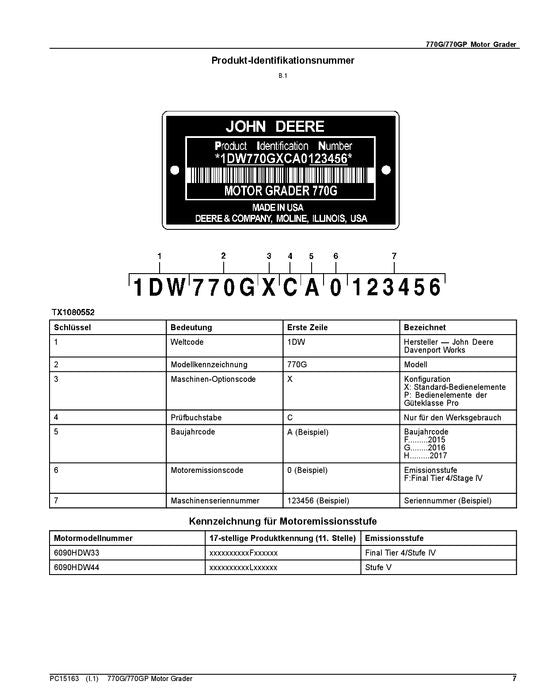 JOHN DEERE 770G 770GP MOTOR GRADER PARTS CATALOG MANUAL #8