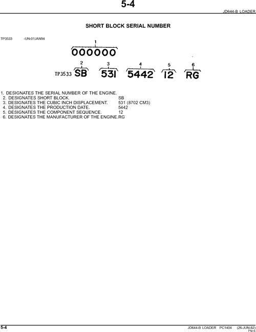 JOHN DEERE 644B LOADER PARTS CATALOG MANUAL #1