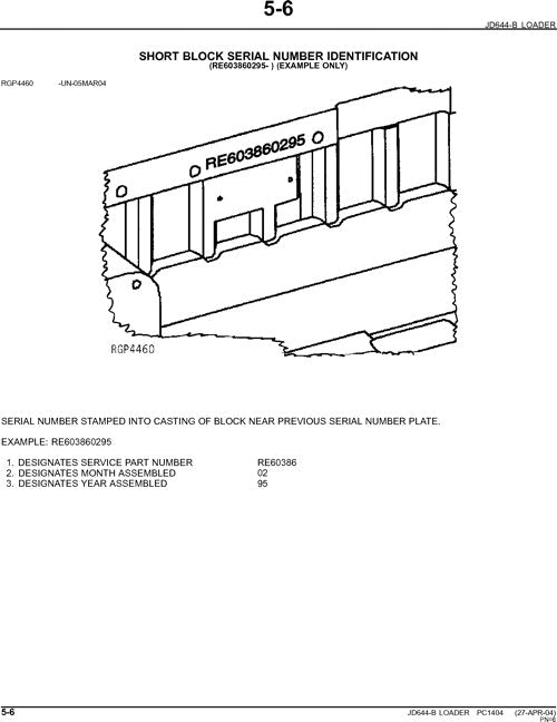 JOHN DEERE 644B LOADER PARTS CATALOG MANUAL #1