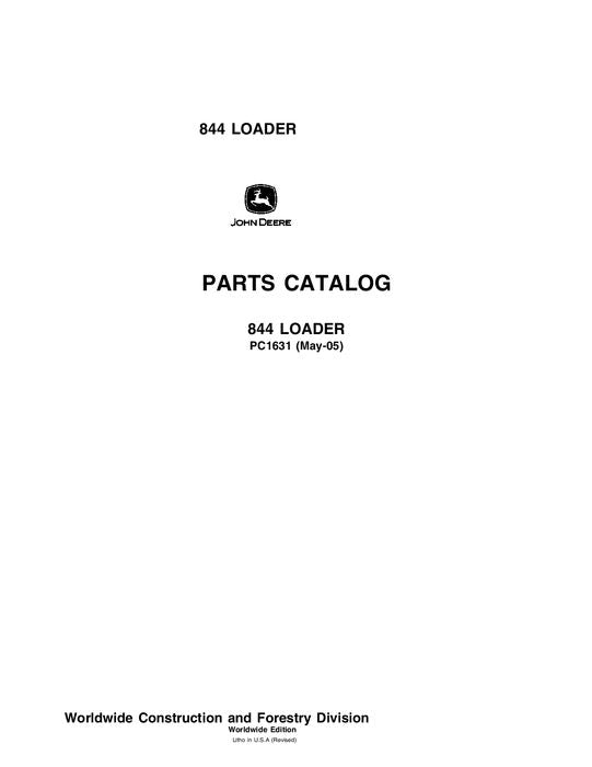 JOHN DEERE 844 LOADER PARTS CATALOG MANUAL