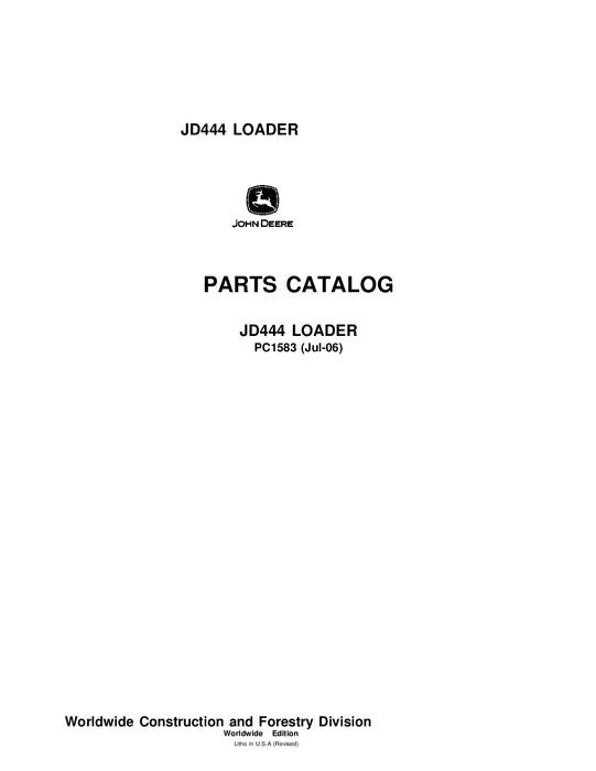 JOHN DEERE 444 LOADER PARTS CATALOG MANUAL