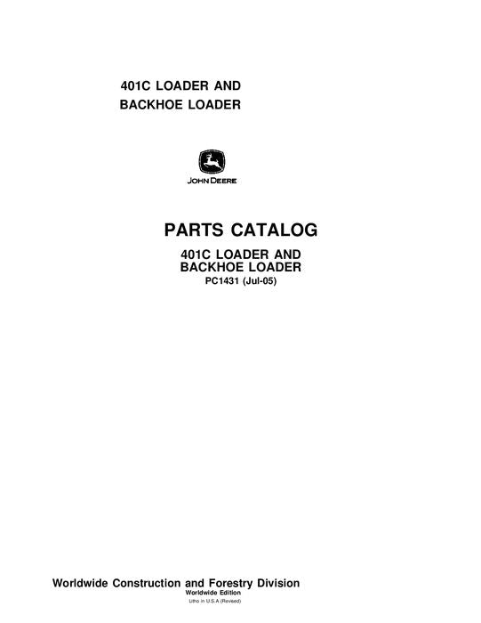 JOHN DEERE 401C BACKHOE PARTS CATALOG MANUAL