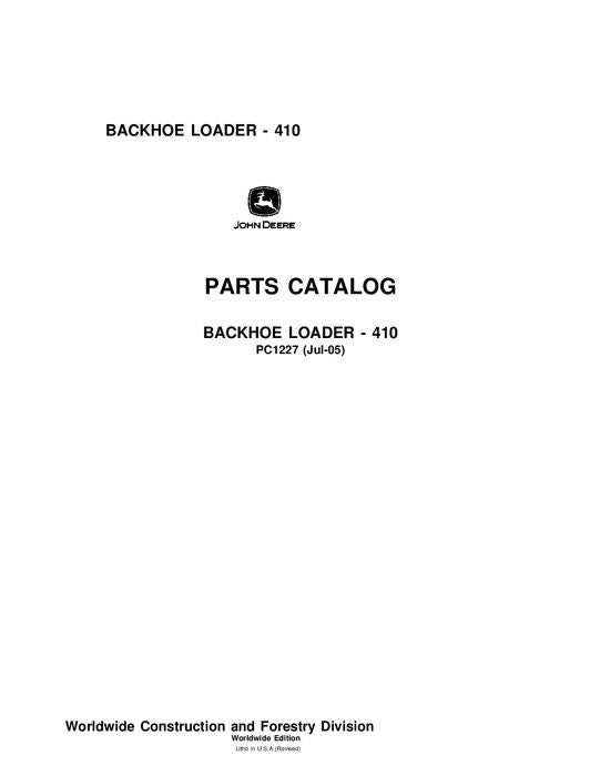 JOHN DEERE 410 BACKHOE PARTS CATALOG MANUAL