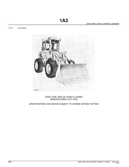 JOHN DEERE 544 544A LADER ERSATZTEILEKATALOGHANDBUCH