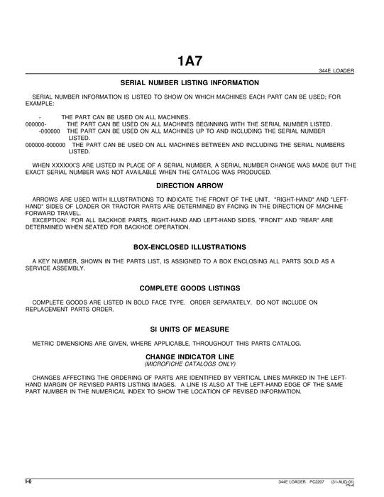 JOHN DEERE 344E LOADER PARTS CATALOG MANUAL #1