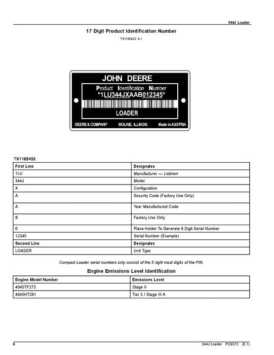 JOHN DEERE 344J LADER-TEILEKATALOGHANDBUCH