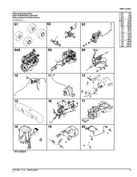 MANUEL DU CATALOGUE DES PIÈCES DE RECHANGE POUR CHARGEUSE JOHN DEERE 644K #1