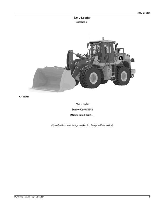 JOHN DEERE 724L LOADER PARTS CATALOG MANUAL #1