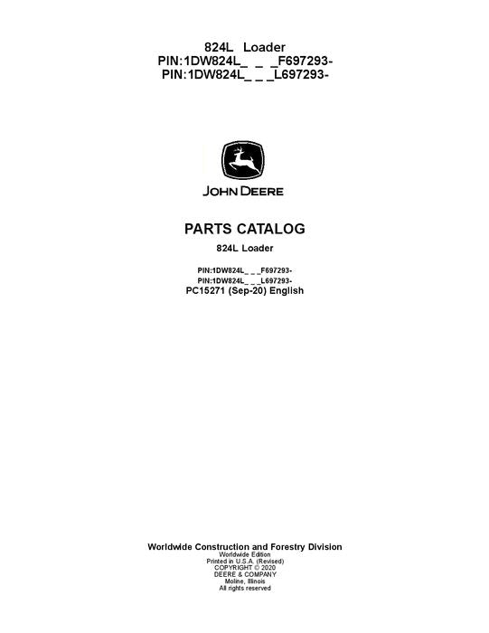 JOHN DEERE 824L LOADER PARTS CATALOG MANUAL #1