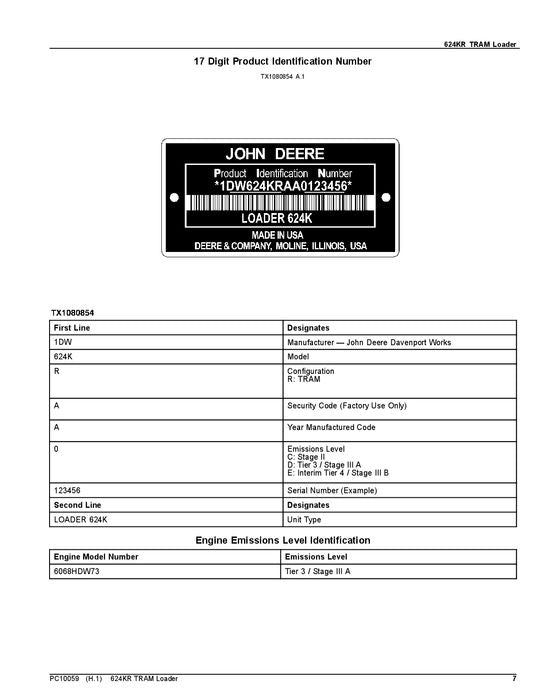 JOHN DEERE 624 LADER ERSATZTEILKATALOGHANDBUCH