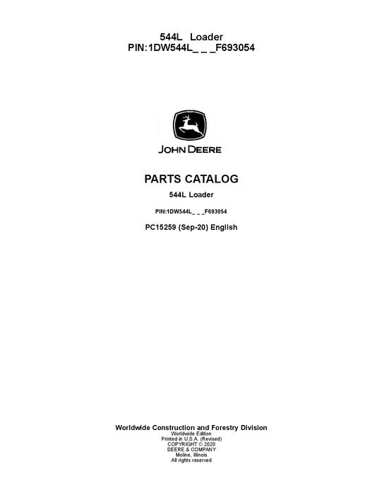 JOHN DEERE 544L LOADER PARTS CATALOG MANUAL