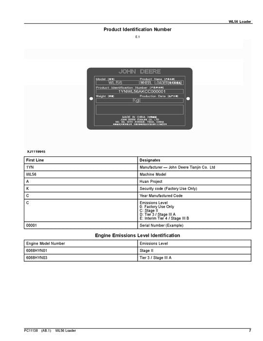 MANUEL DU CATALOGUE DES PIÈCES DU CHARGEUR JOHN DEERE WL56