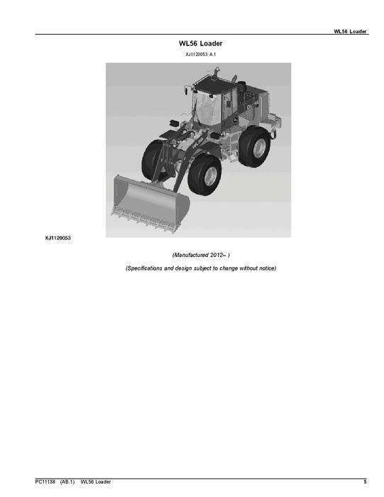 MANUEL DU CATALOGUE DES PIÈCES DU CHARGEUR JOHN DEERE WL56