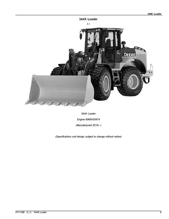 JOHN DEERE 544K LOADER PARTS CATALOG MANUAL #1